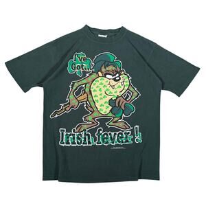 Vintage 1996 Taz Tasmanian Devil Irish Fever Looney Tunes Shirt Warner Bros Sz L